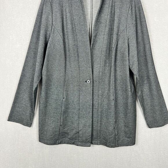 J. Jill Wearever Collection blazer jacket Size Medium Heather Black one button - Picture 4 of 10
